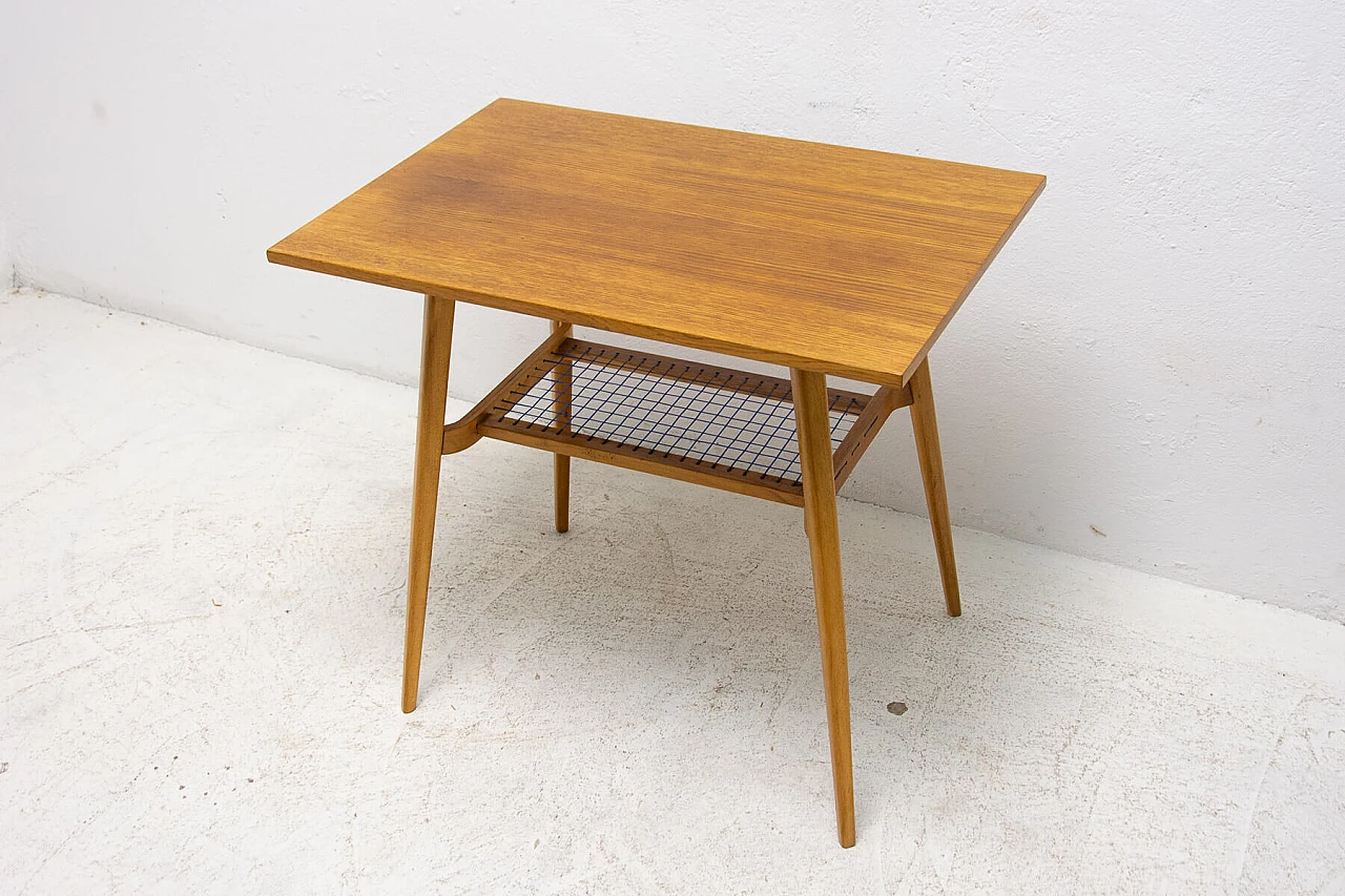 Oak side table with double shelf by Dřevopodnik Holešov, 1960s 12