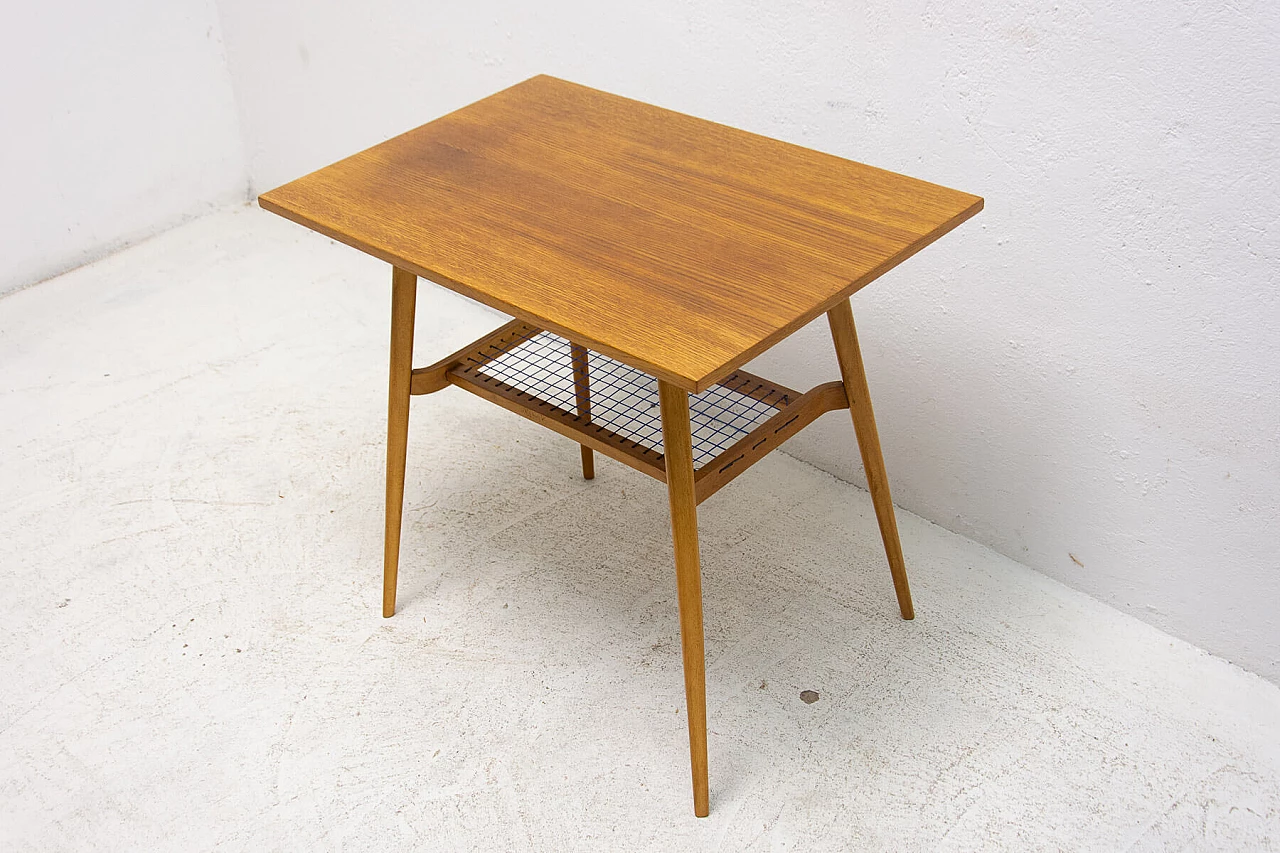 Oak side table with double shelf by Dřevopodnik Holešov, 1960s 14