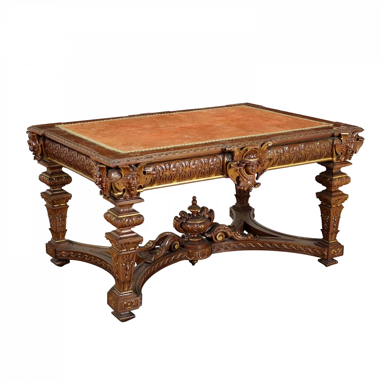 Scrivania Neo Rinascimentale in noce, inizio '900 1