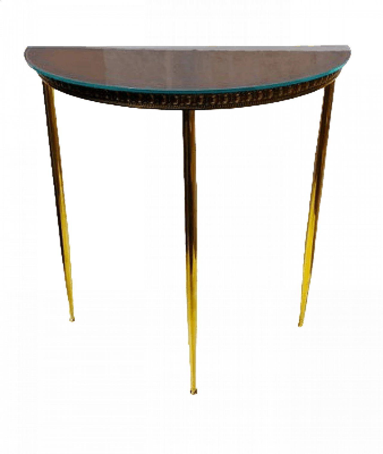 Brass console table with glass top, 1940s 6