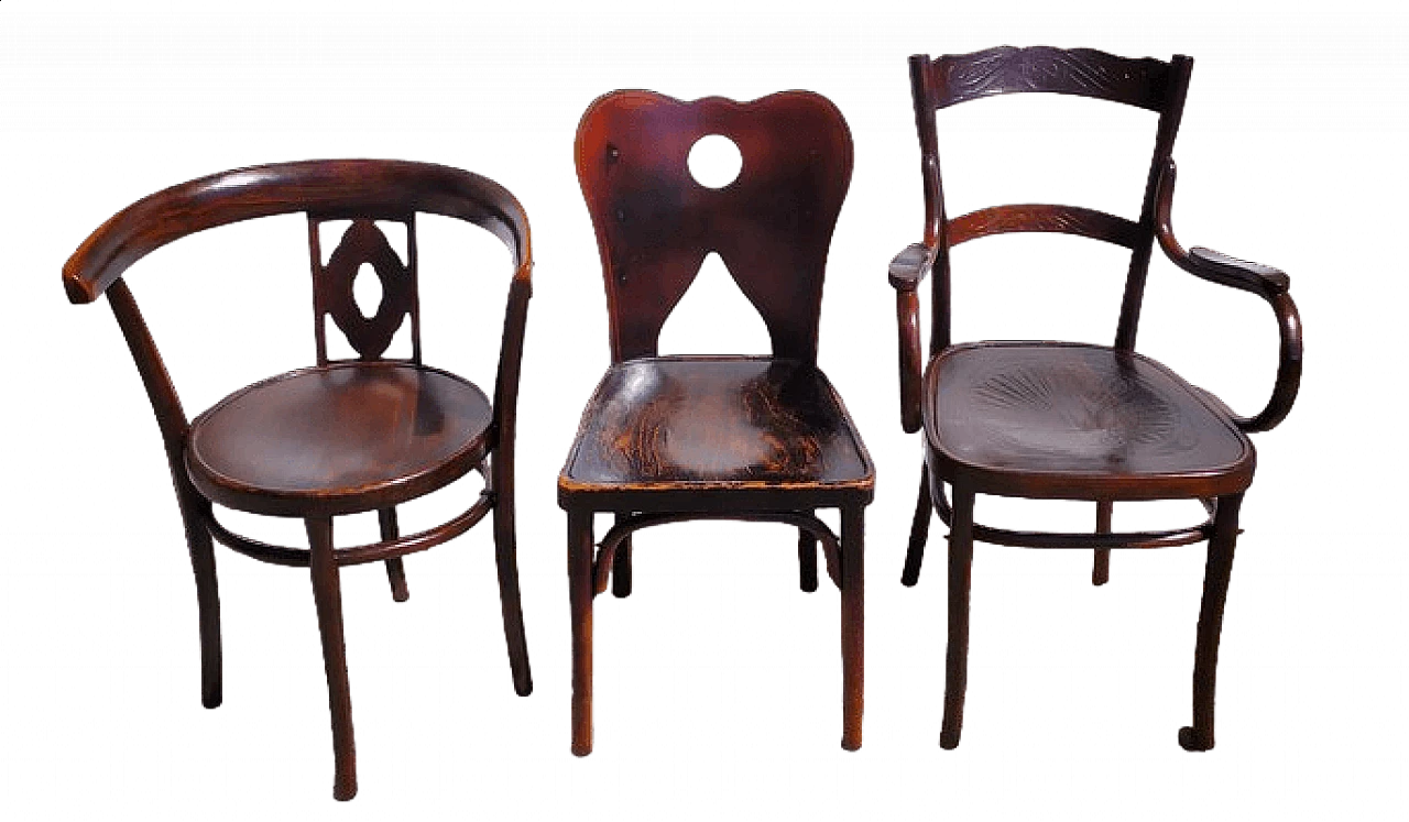 3 Beech chairs by Jacob & Josef Kohn, 1910s 10