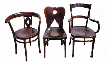 3 Beech chairs by Jacob & Josef Kohn, 1910s
