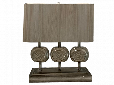 Lampada da tavolo in metallo, resina e seta di Lam Lee, anni '90