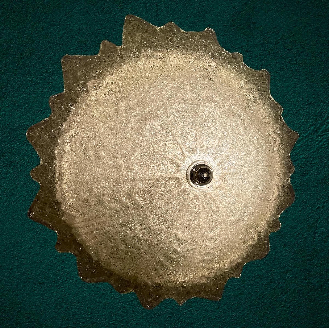 Lampada da soffitto a incasso in vetro di Murano, anni '60 4