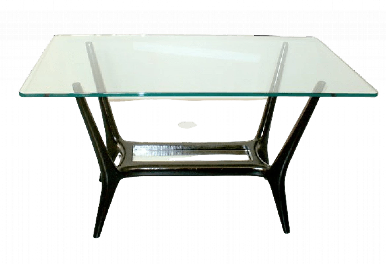 Tavolino con doppio piano in vetro attribuito a Ico & Luisa Parisi per Cassina, anni '50 5