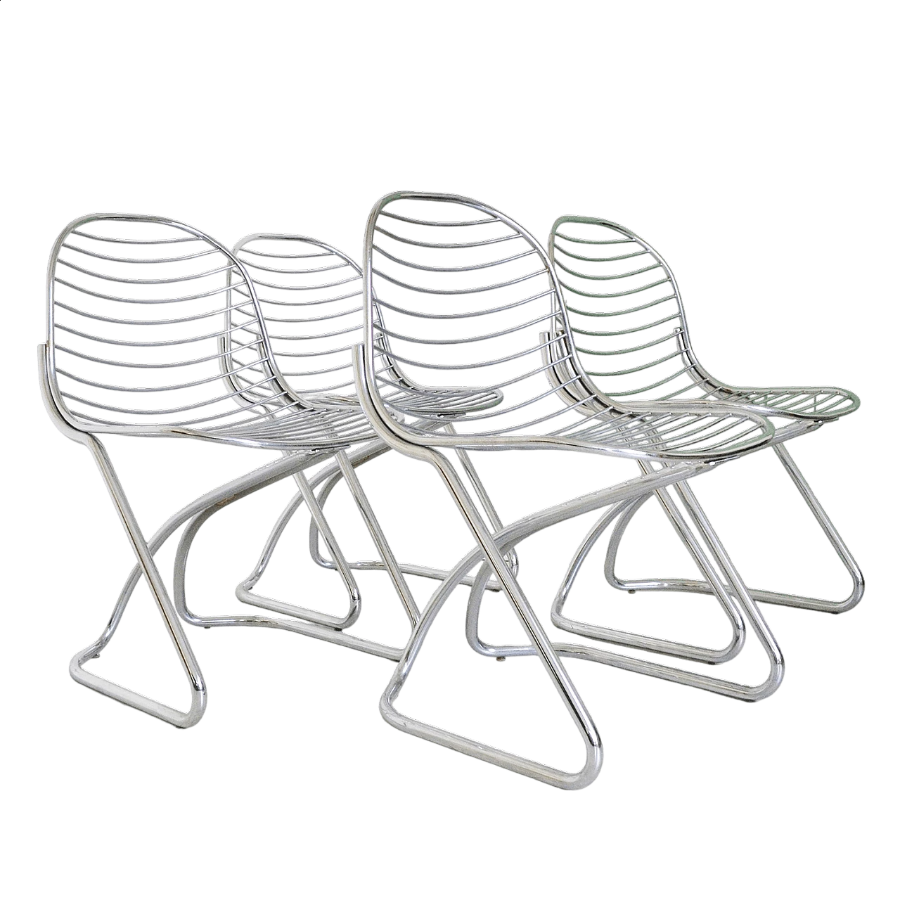 4 Steel rod chairs in the style of Gastone Rinaldi, 1970s 10