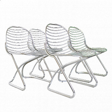4 Steel rod chairs in the style of Gastone Rinaldi, 1970s