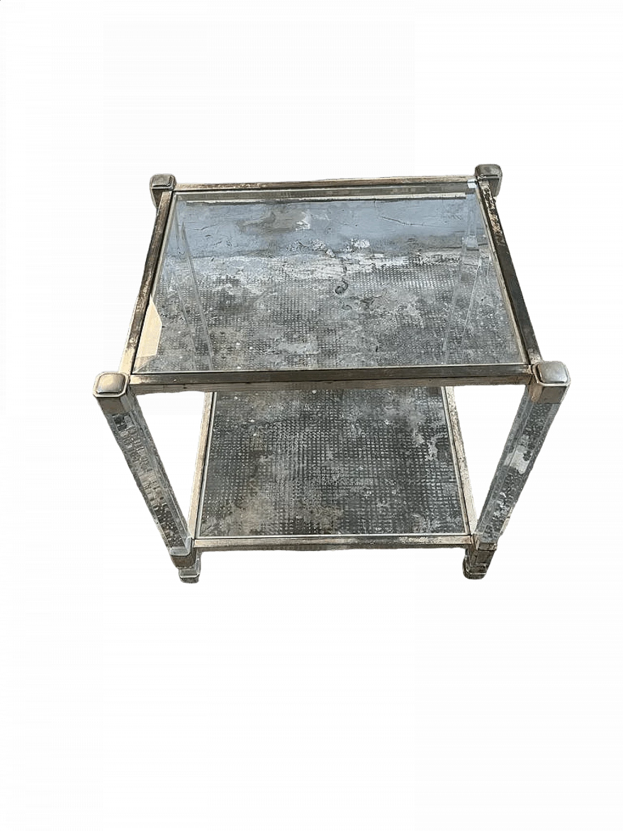 Side table in plexiglass, crystal and metal, 1980s 4