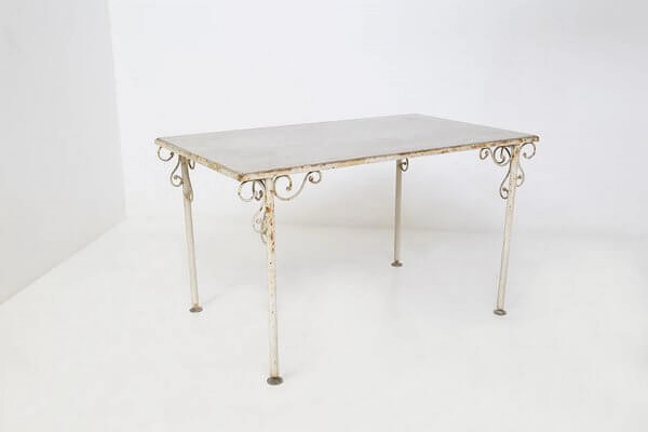 Wrought iron and marble table, 19th century 1