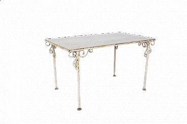 Wrought iron and marble table, 19th century