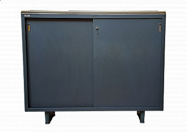 Grey lacquered metal cabinet with sliding doors by FIAMCA, 1950s