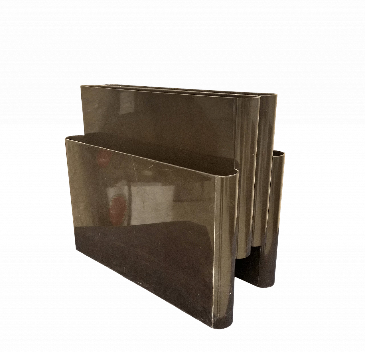 Brown 4676 magazine rack by Giotto Stoppino for Kartell, 1970s 8