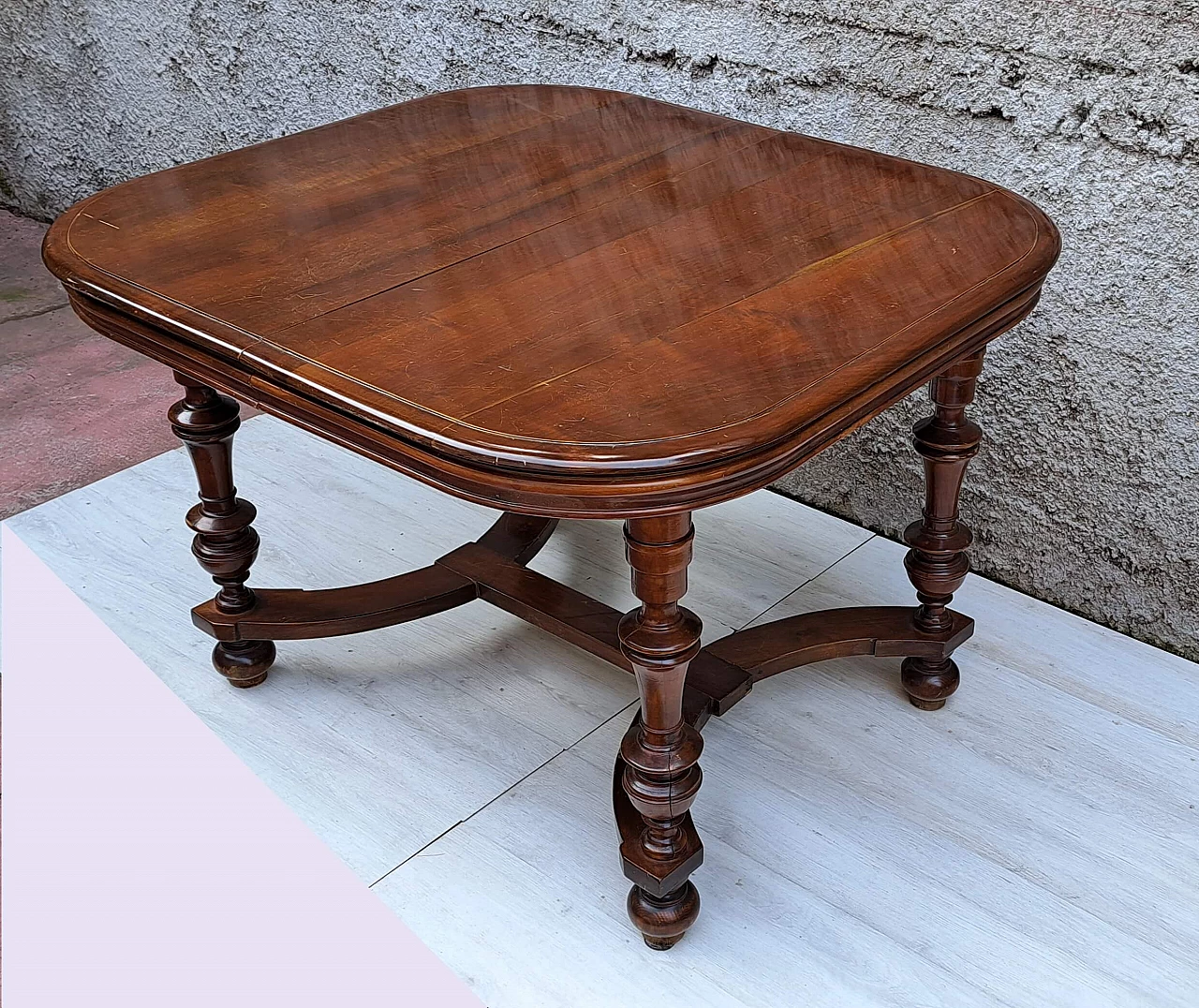 Tavolo da pranzo allungabile in noce, inizio '900 5