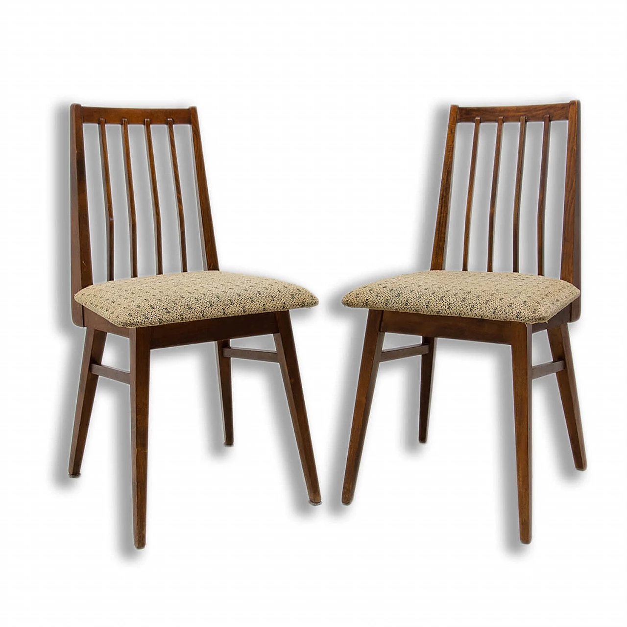 Pair of beechwood chairs with fabric seats, 1960s 1