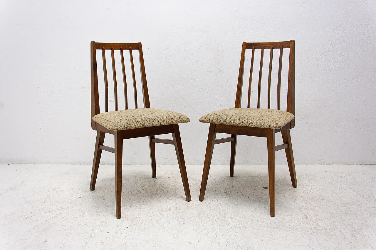 Pair of beechwood chairs with fabric seats, 1960s 2