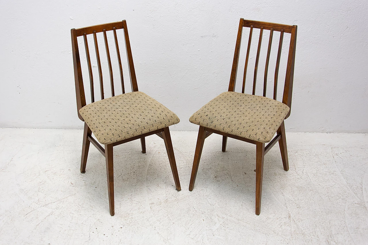Pair of beechwood chairs with fabric seats, 1960s 3