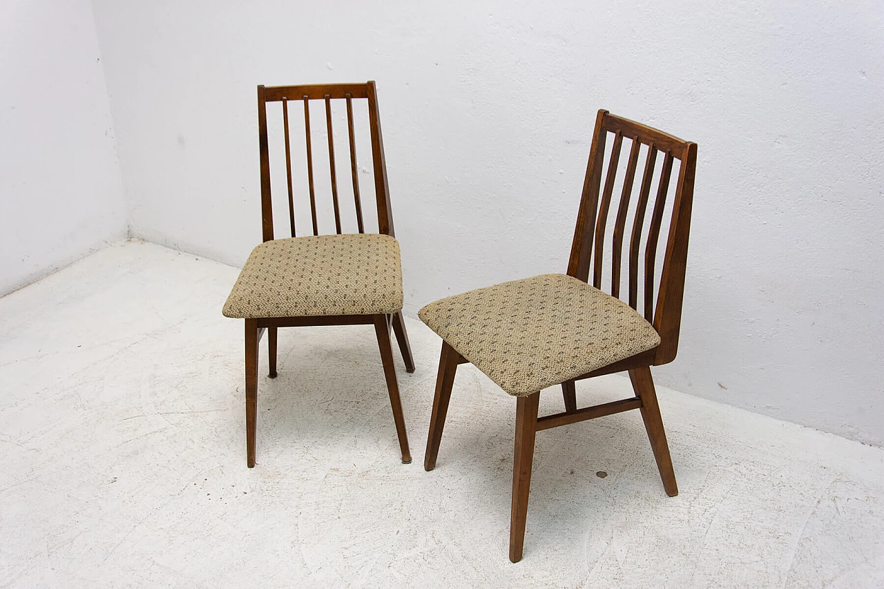 Pair of beechwood chairs with fabric seats, 1960s 4
