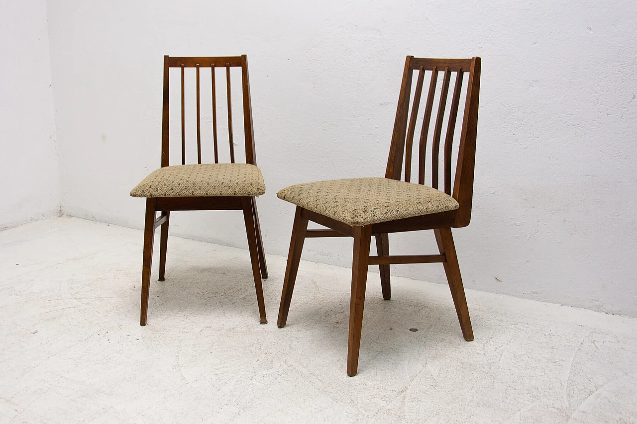 Pair of beechwood chairs with fabric seats, 1960s 5