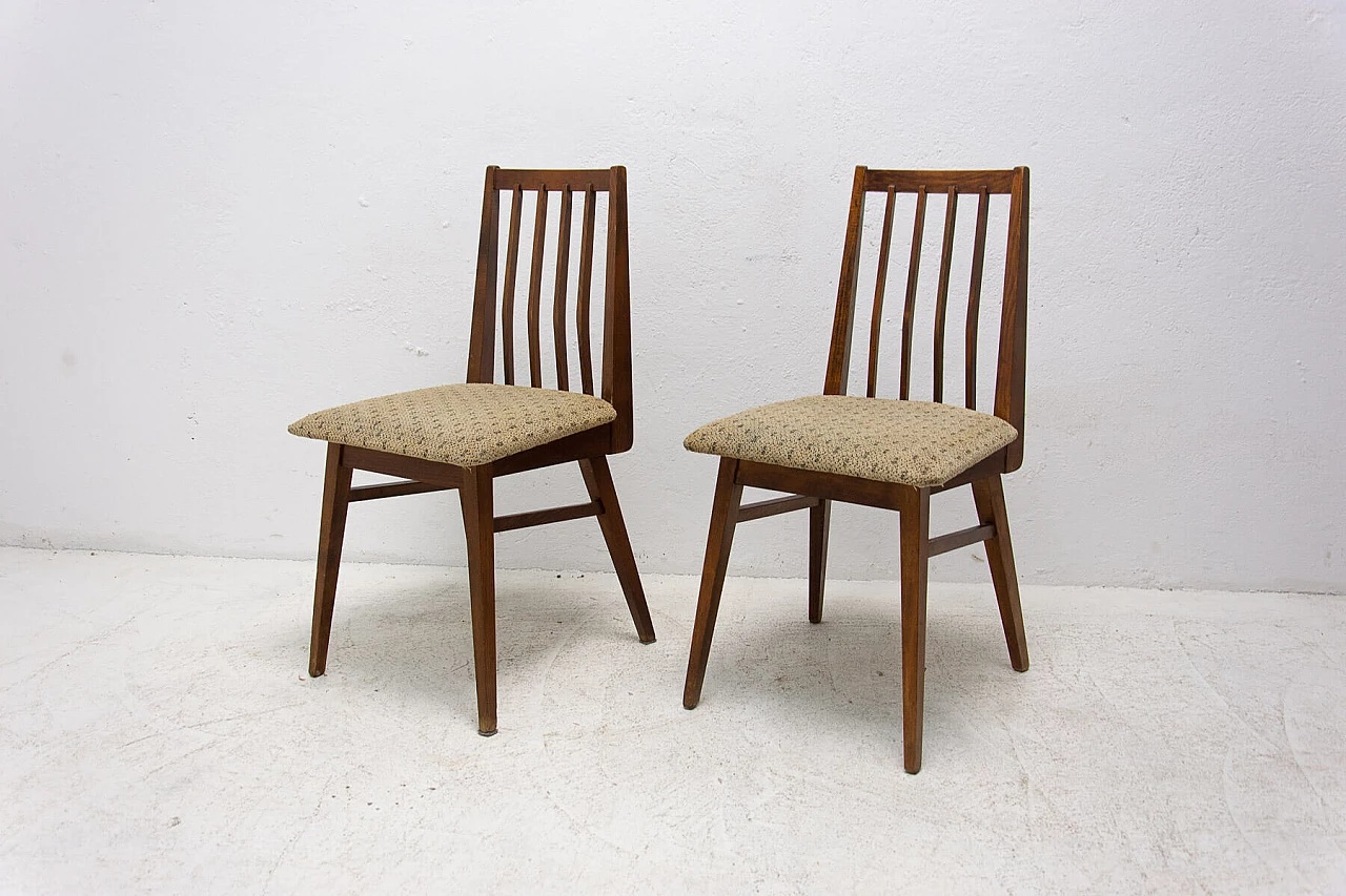 Pair of beechwood chairs with fabric seats, 1960s 6
