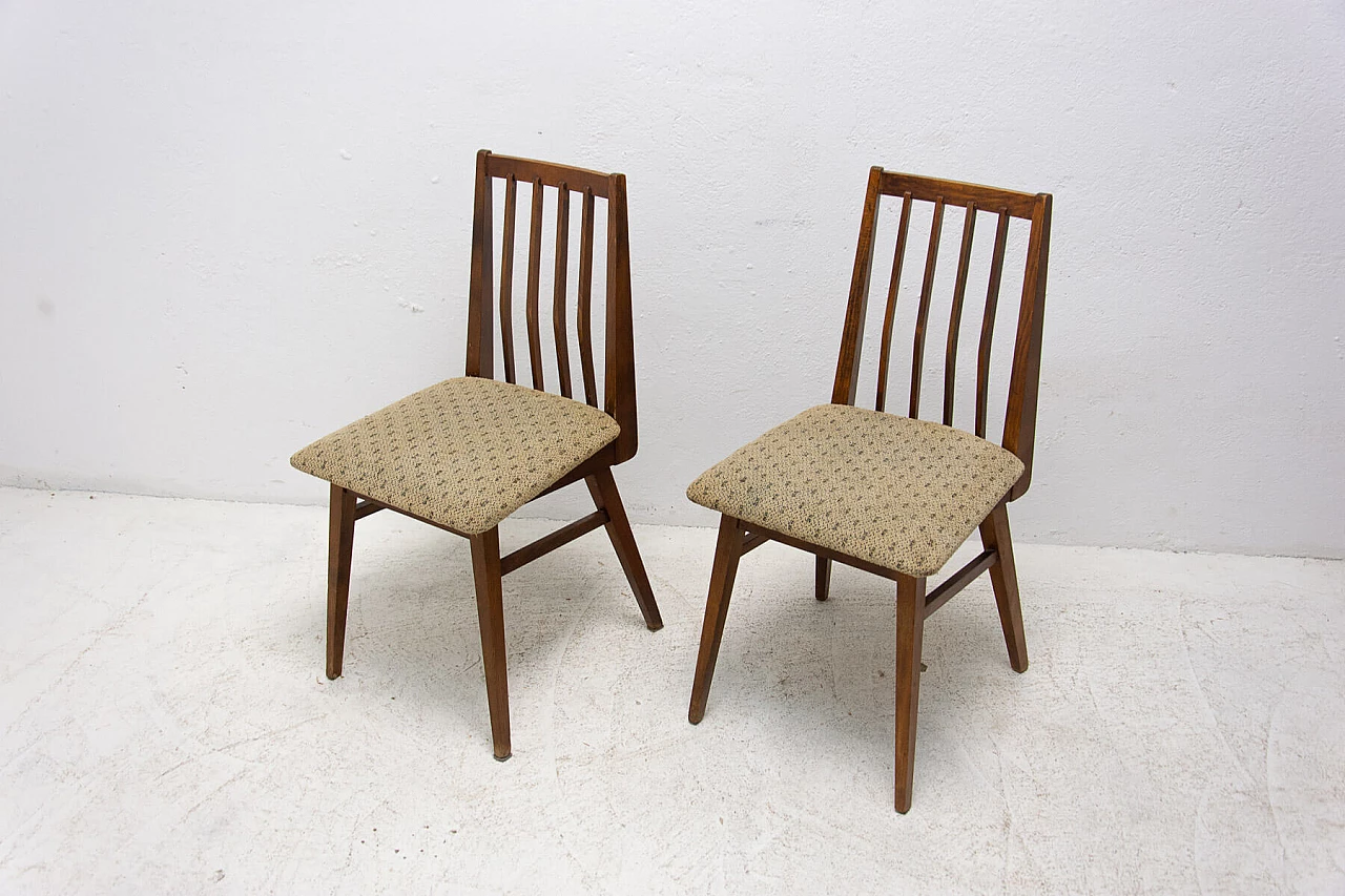 Pair of beechwood chairs with fabric seats, 1960s 7