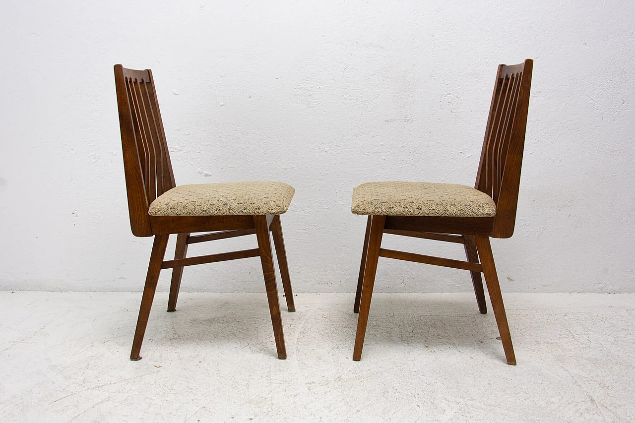 Pair of beechwood chairs with fabric seats, 1960s 8
