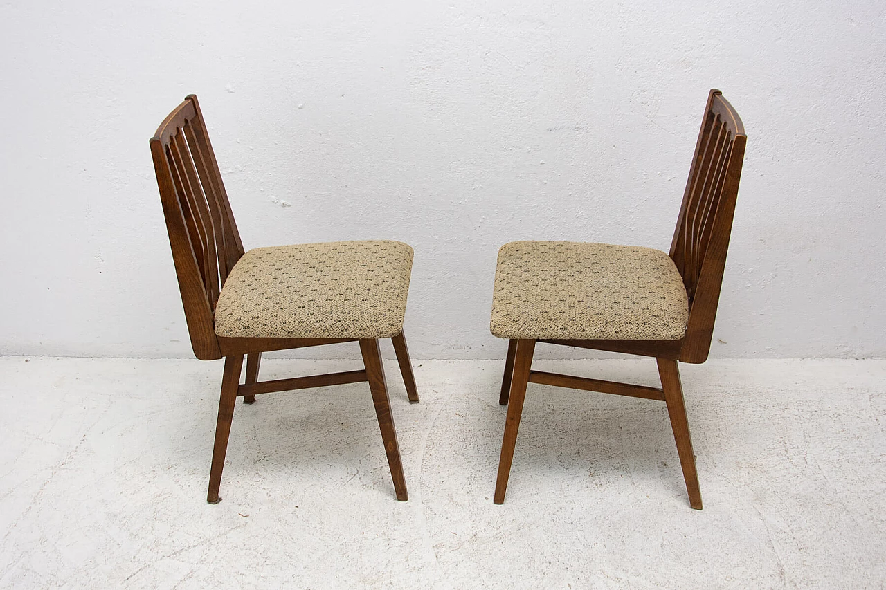 Pair of beechwood chairs with fabric seats, 1960s 9