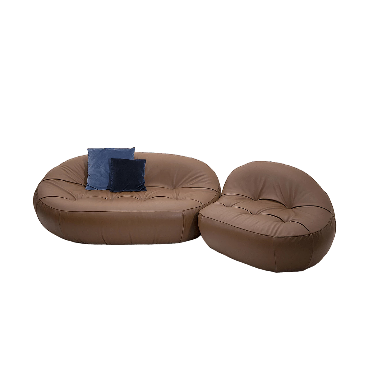 Plumpstones brown capitonné leather sofa by spHaus 5
