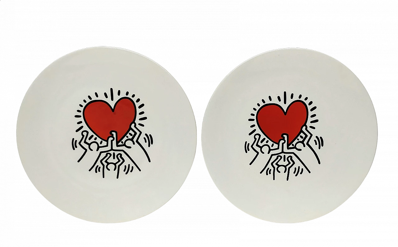Pair of ceramic plates by Keith Haring, 1990s 7