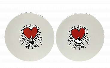 Pair of ceramic plates by Keith Haring, 1990s