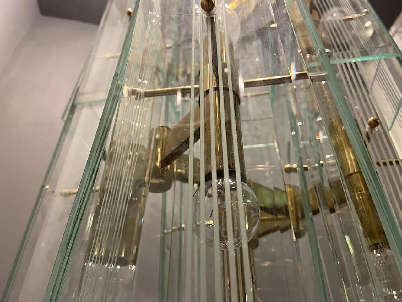 Brass and glass chandelier by Gaetano Sciolari, 1970s 9