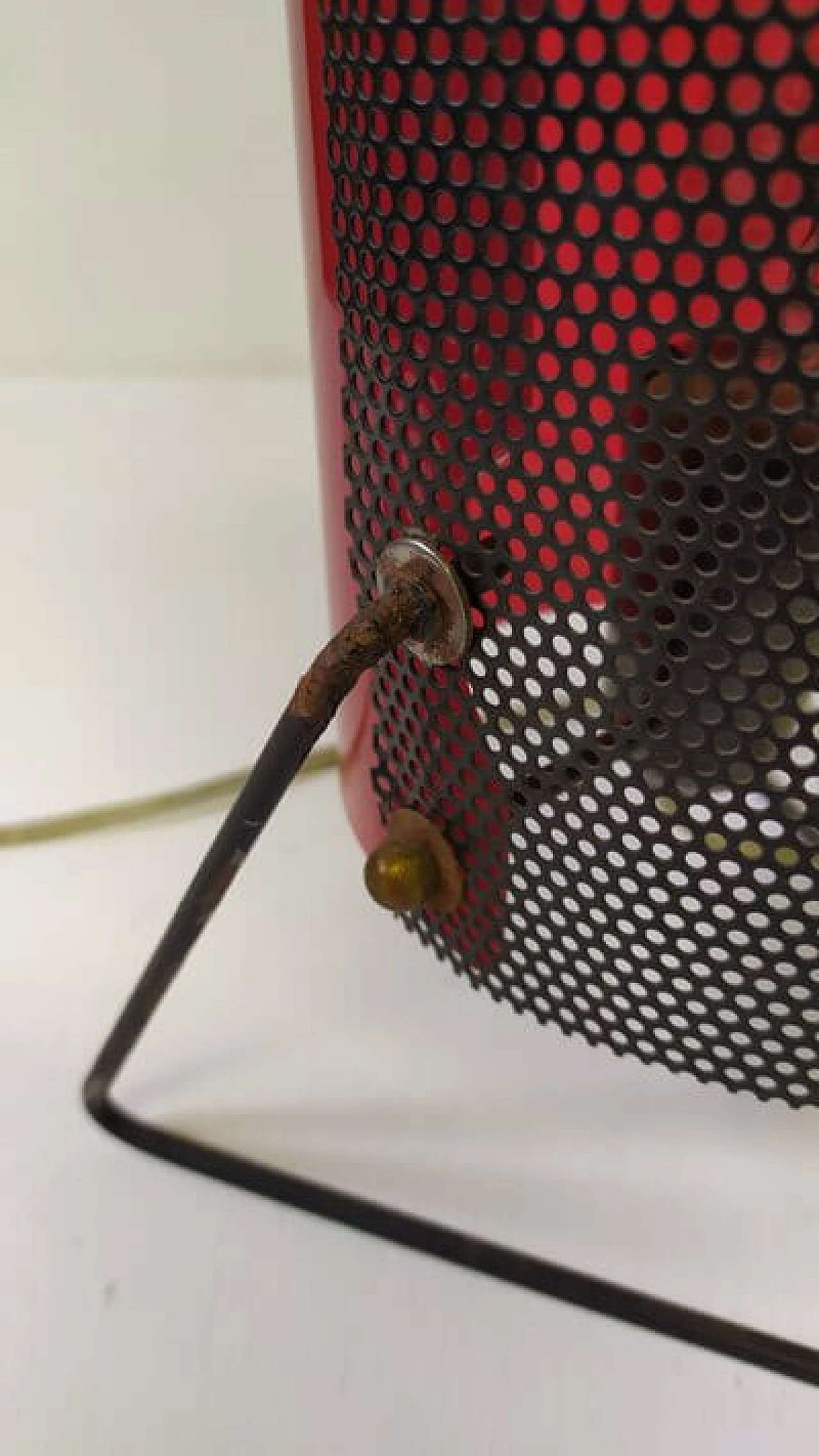 Table lamp in red plexiglass and iron by Stilux, 1950s 3