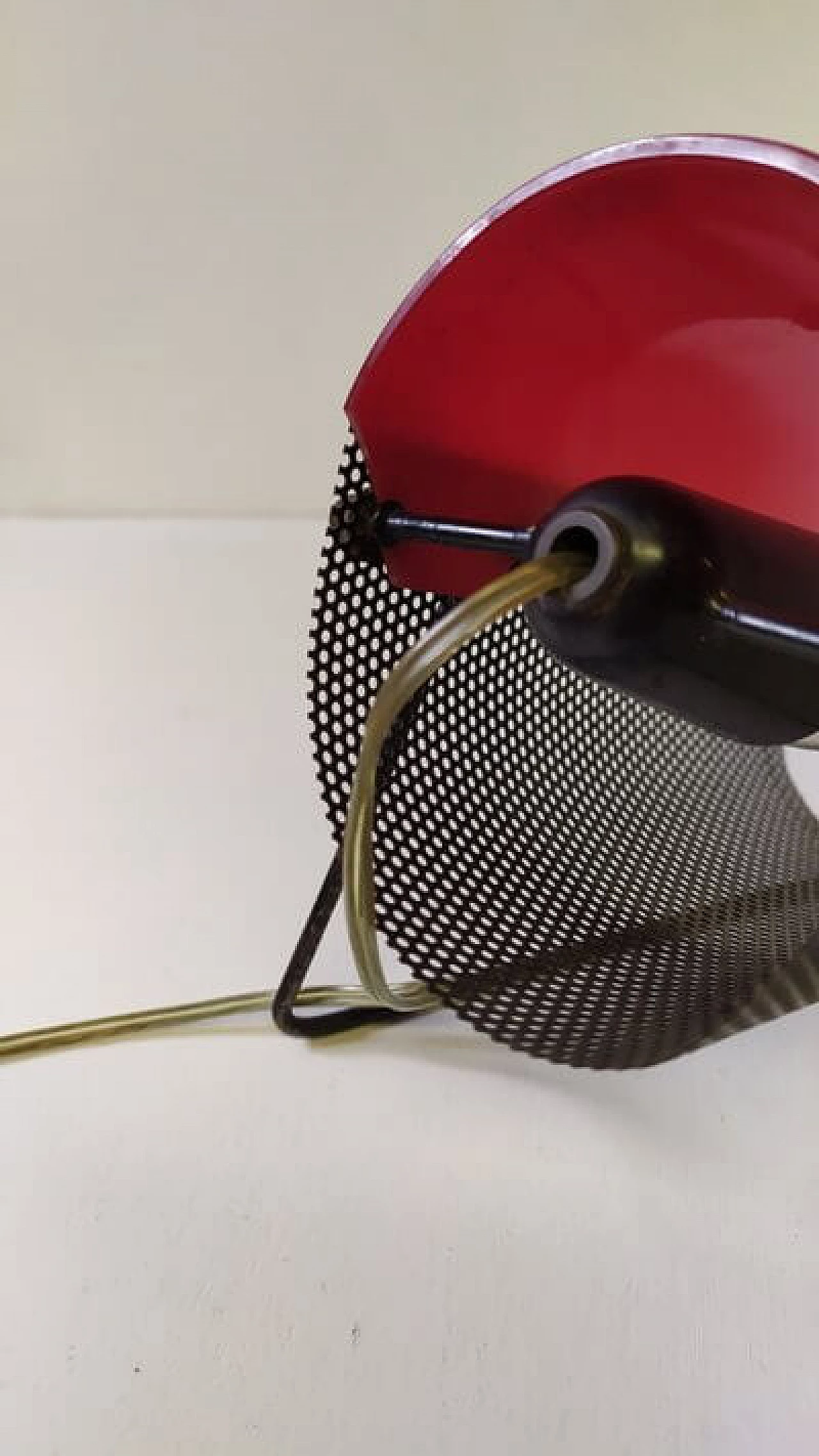 Table lamp in red plexiglass and iron by Stilux, 1950s 6