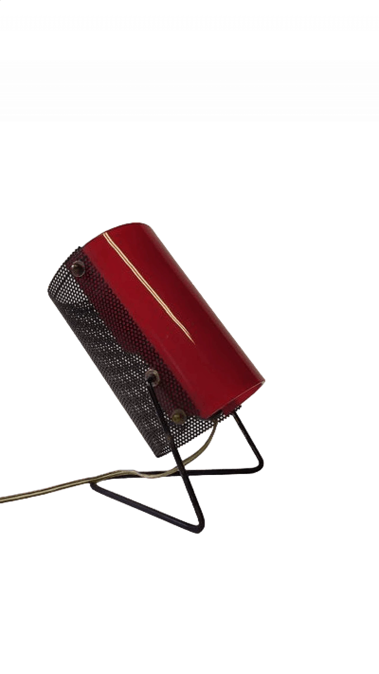 Table lamp in red plexiglass and iron by Stilux, 1950s 9