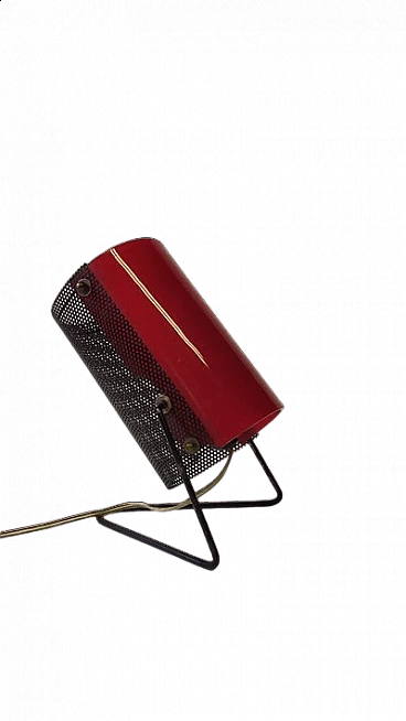Table lamp in red plexiglass and iron by Stilux, 1950s