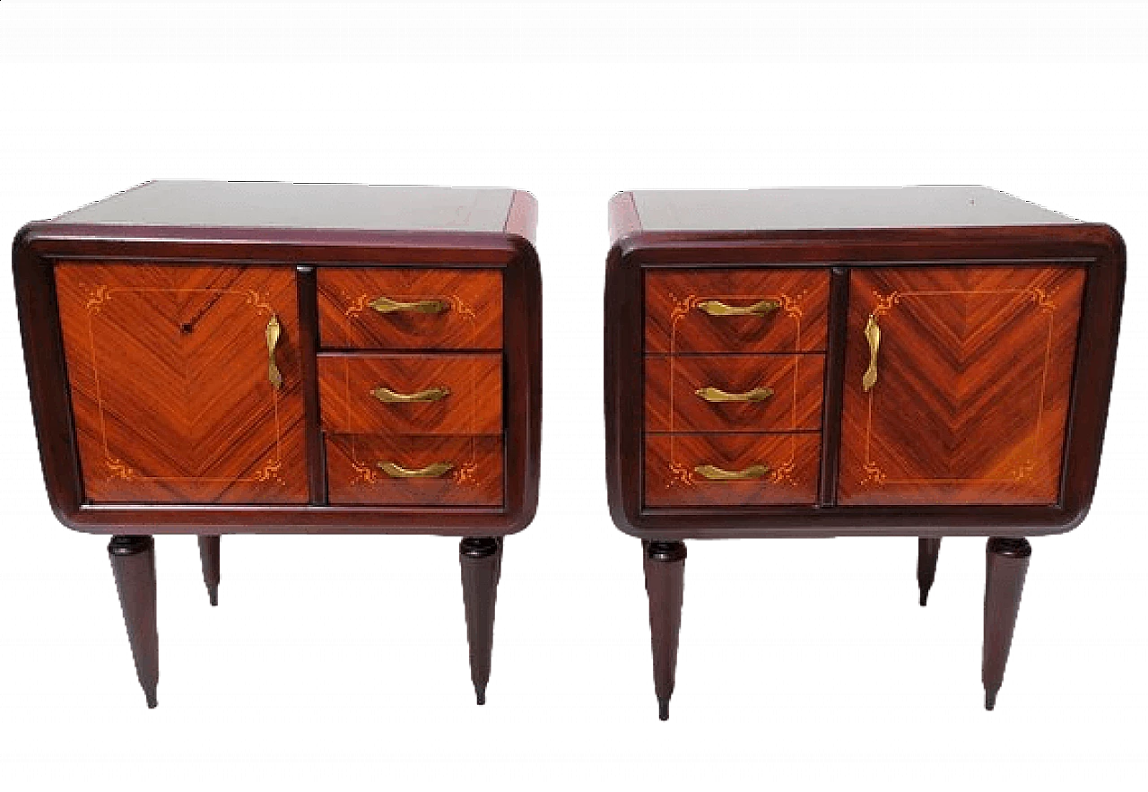 Pair of two-tone teak bedside tables by Paolo Buffa, 1940s 10