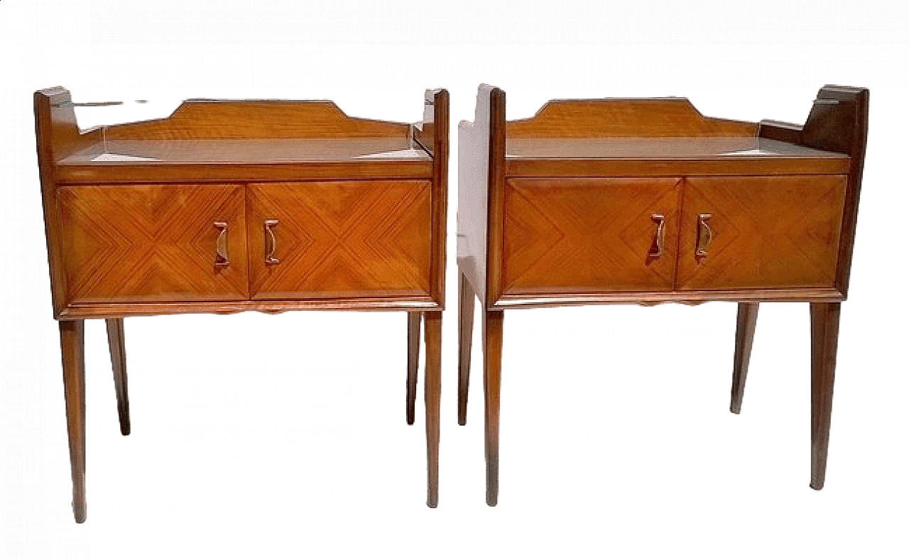 Pair of teak bedside tables with double glass top by Paolo Buffa, 1940s 10