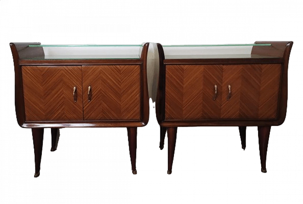 Pair of bedside tables in wood and glass attributed to Paolo Buffa, 1950s 10