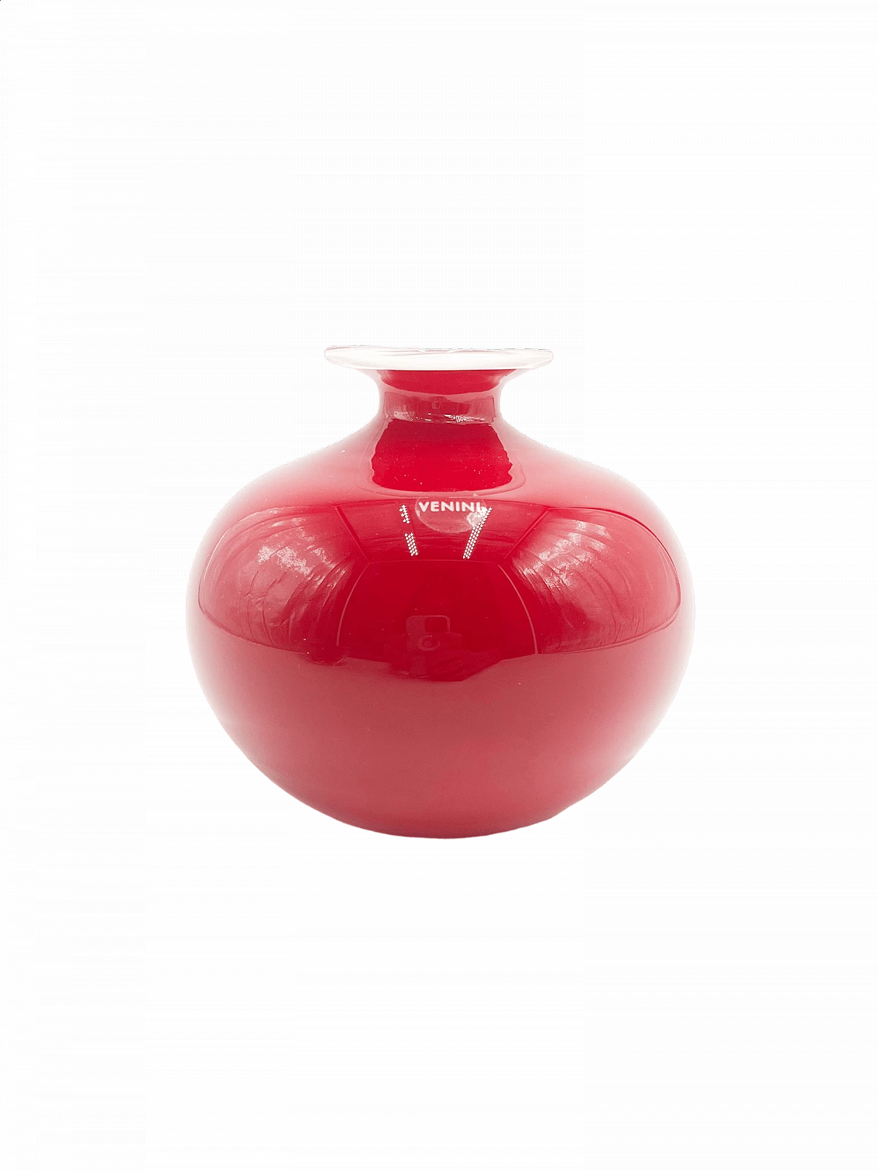 Monofiore vase in red opaline glass by Venini, 1980s 4