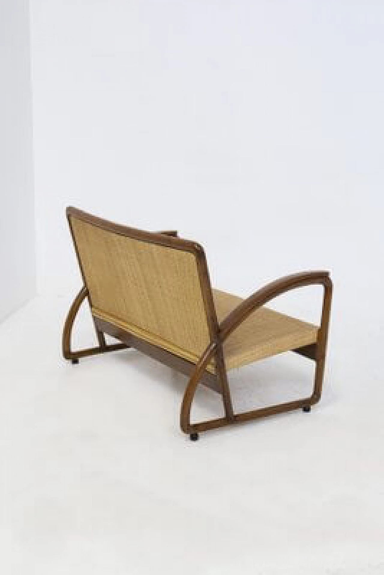 Rationalist style sofa in wood and wicker, 1920s 2