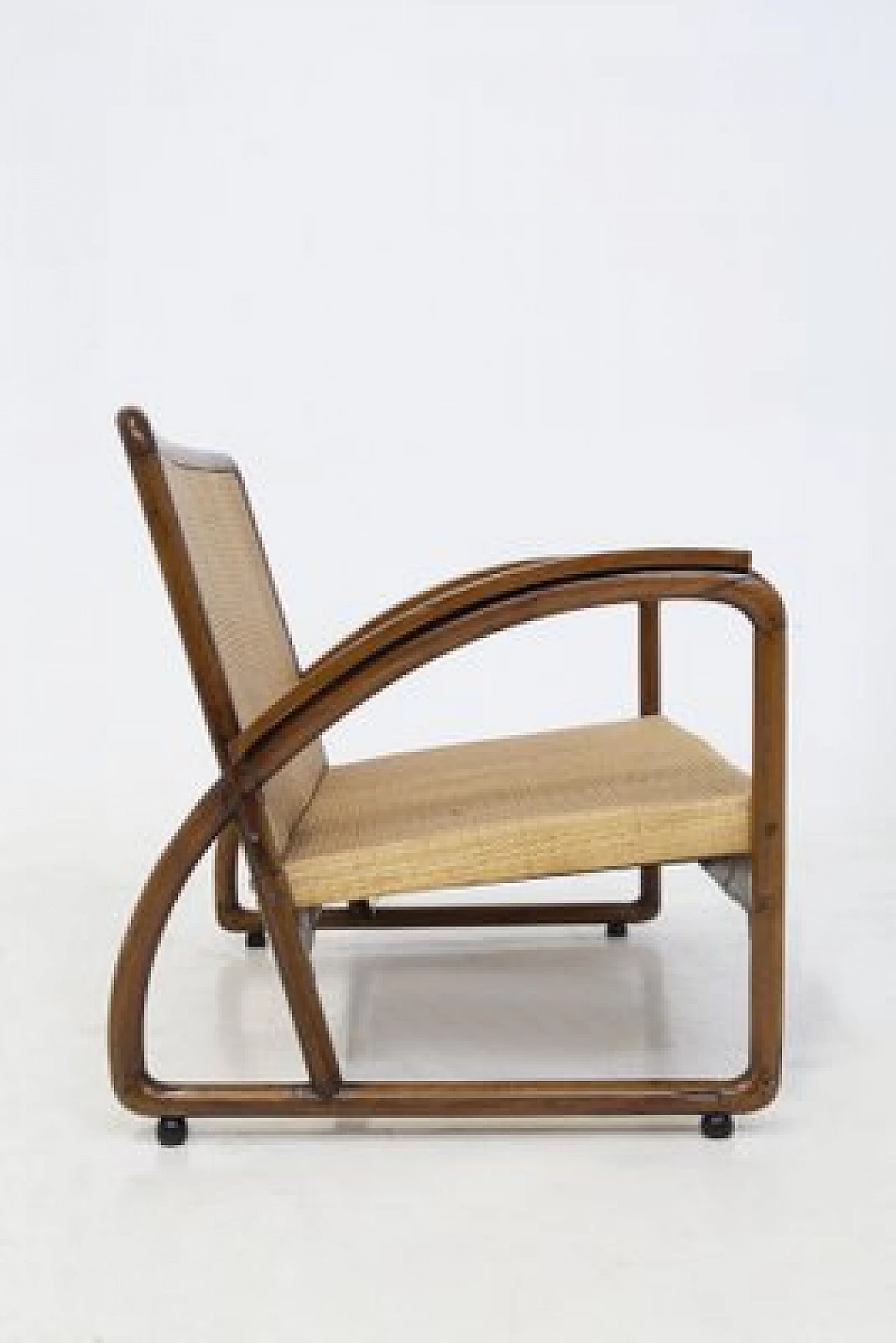 Rationalist style sofa in wood and wicker, 1920s 3