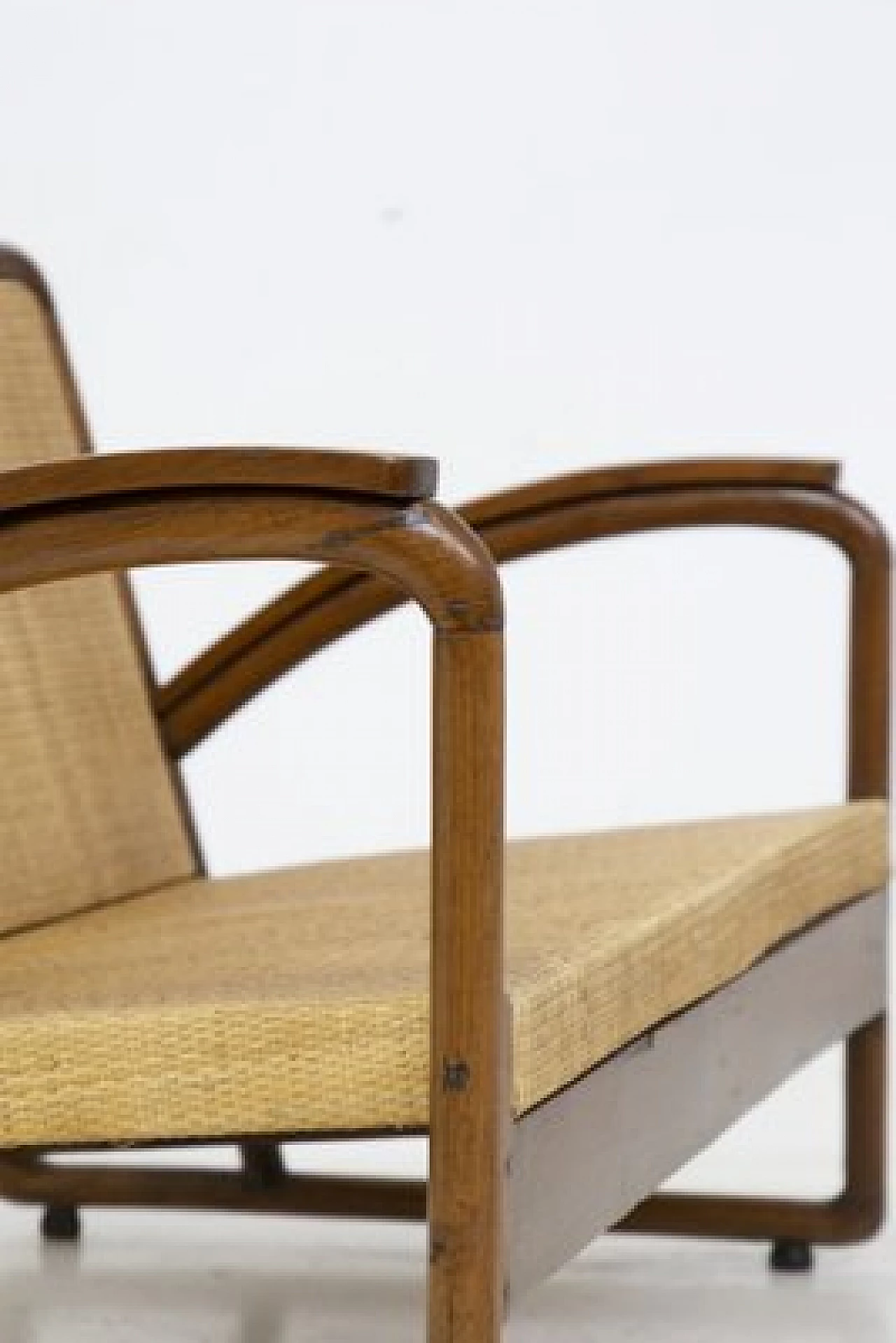 Rationalist style sofa in wood and wicker, 1920s 6