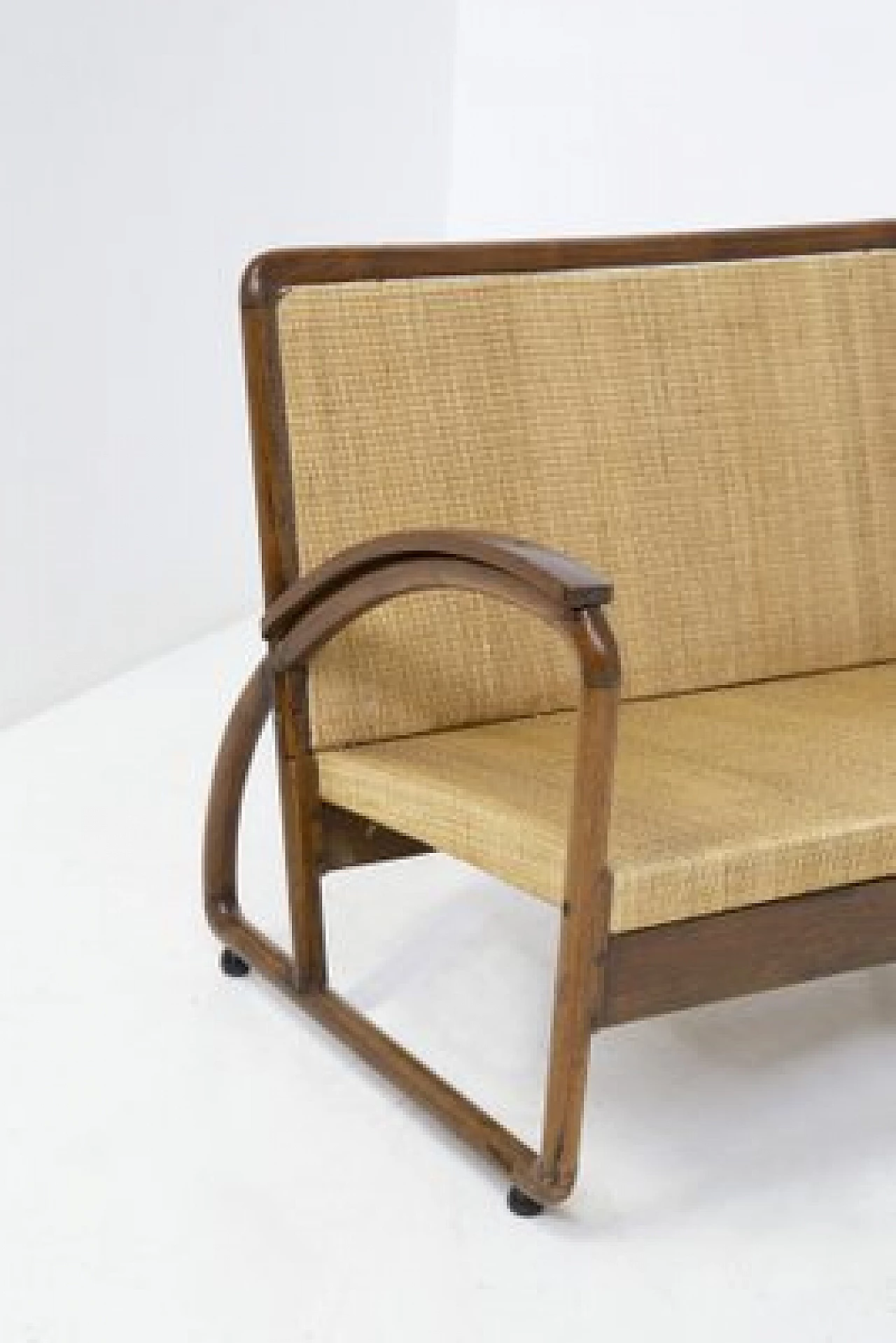 Rationalist style sofa in wood and wicker, 1920s 12