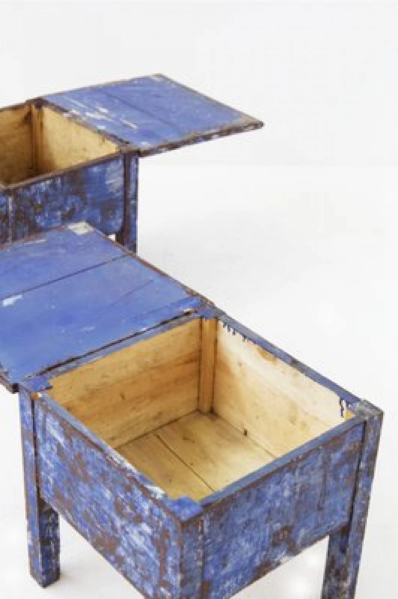 Coppia di sgabelli pieghevoli in legno blu, '800 8