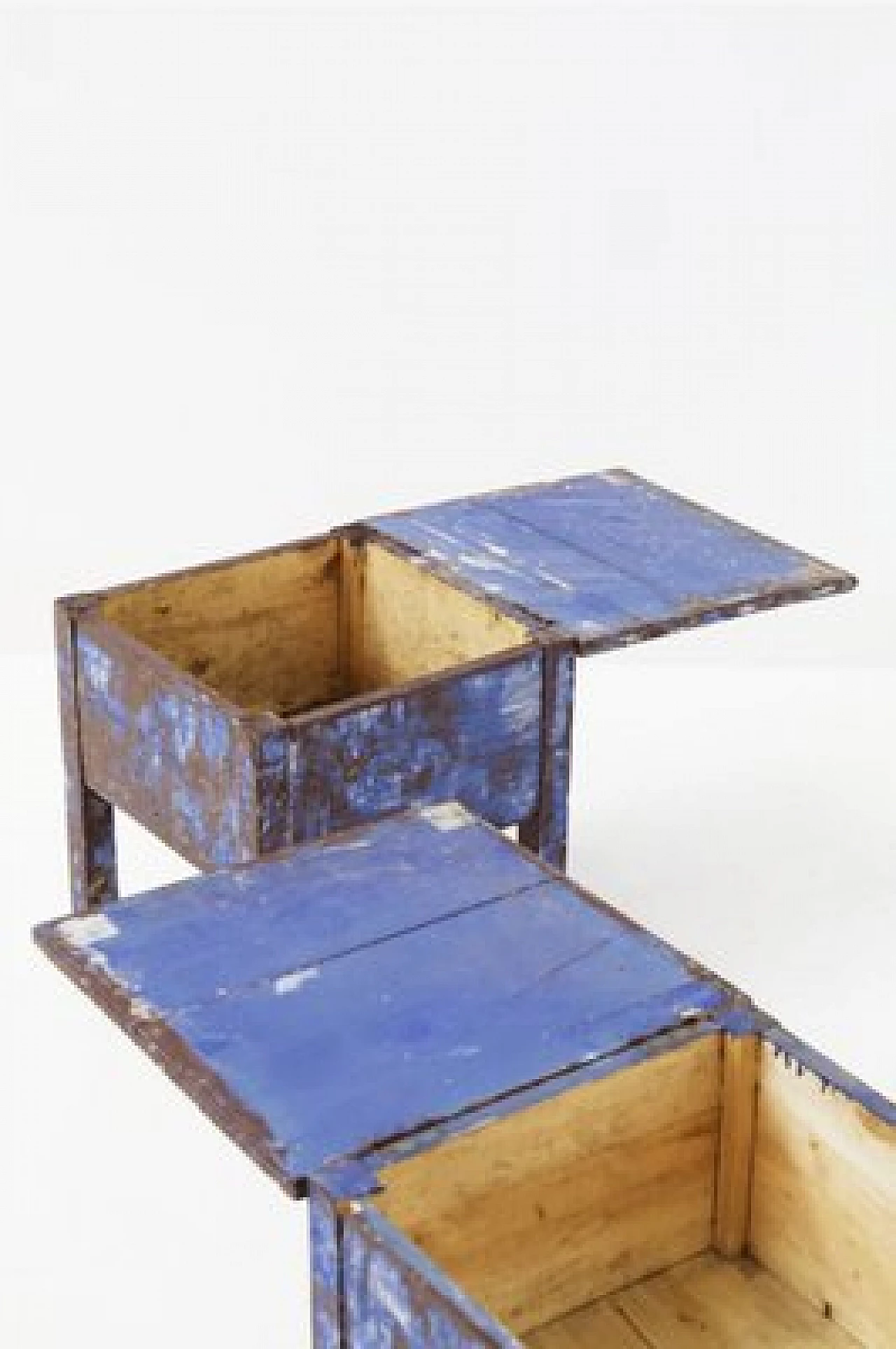 Coppia di sgabelli pieghevoli in legno blu, '800 12