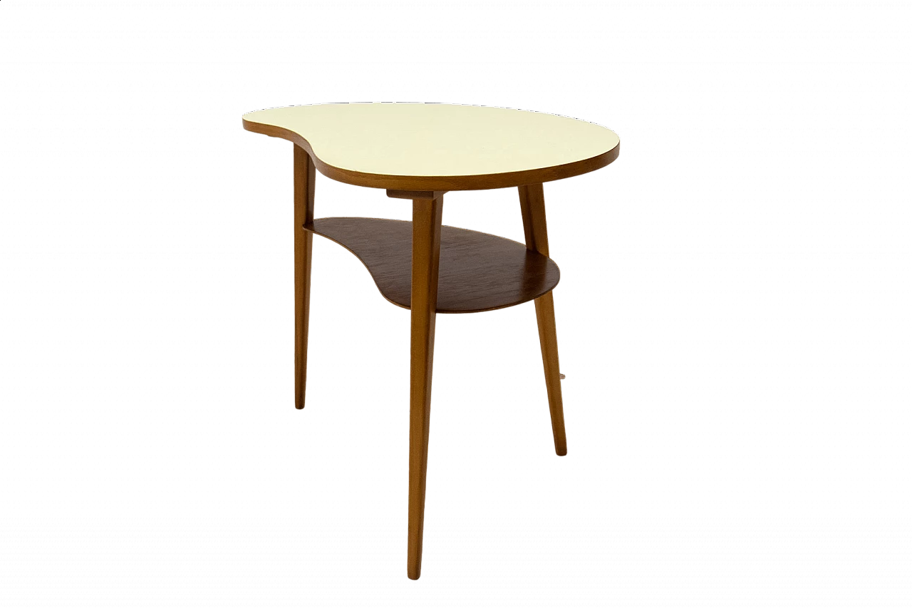 Tavolino a fagiolo in faggio tinto con piano in formica, anni '60 16