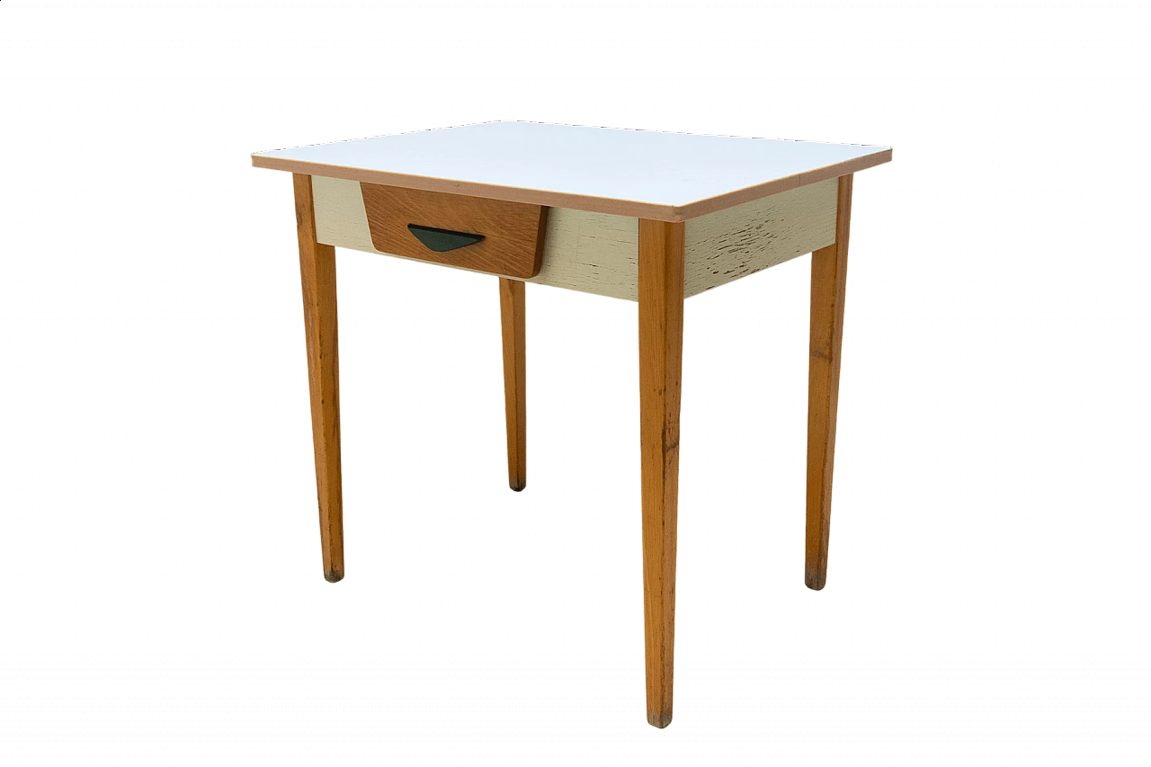 Wood and formica table with drawer, 1960s 17