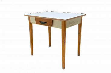 Wood and formica table with drawer, 1960s