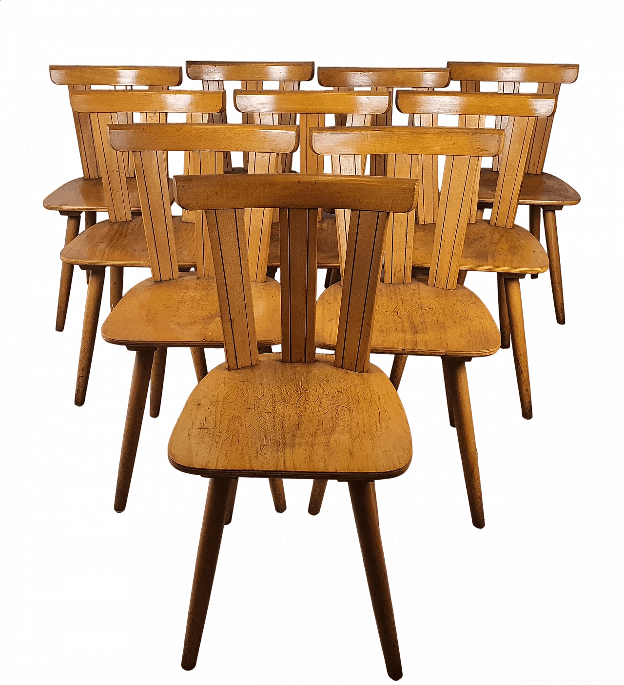 10 Sedie da taverna in legno, anni '60 23
