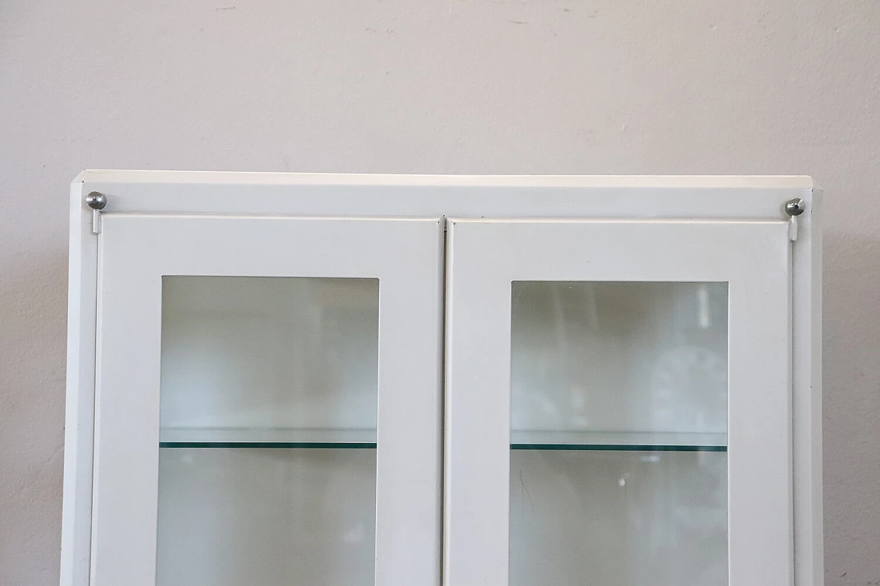 Medical practice glass cabinet in white lacquered metal, 1960s 2