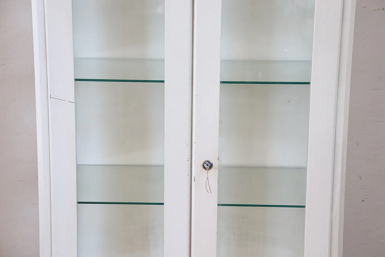 Medical practice glass cabinet in white lacquered metal, 1960s 3